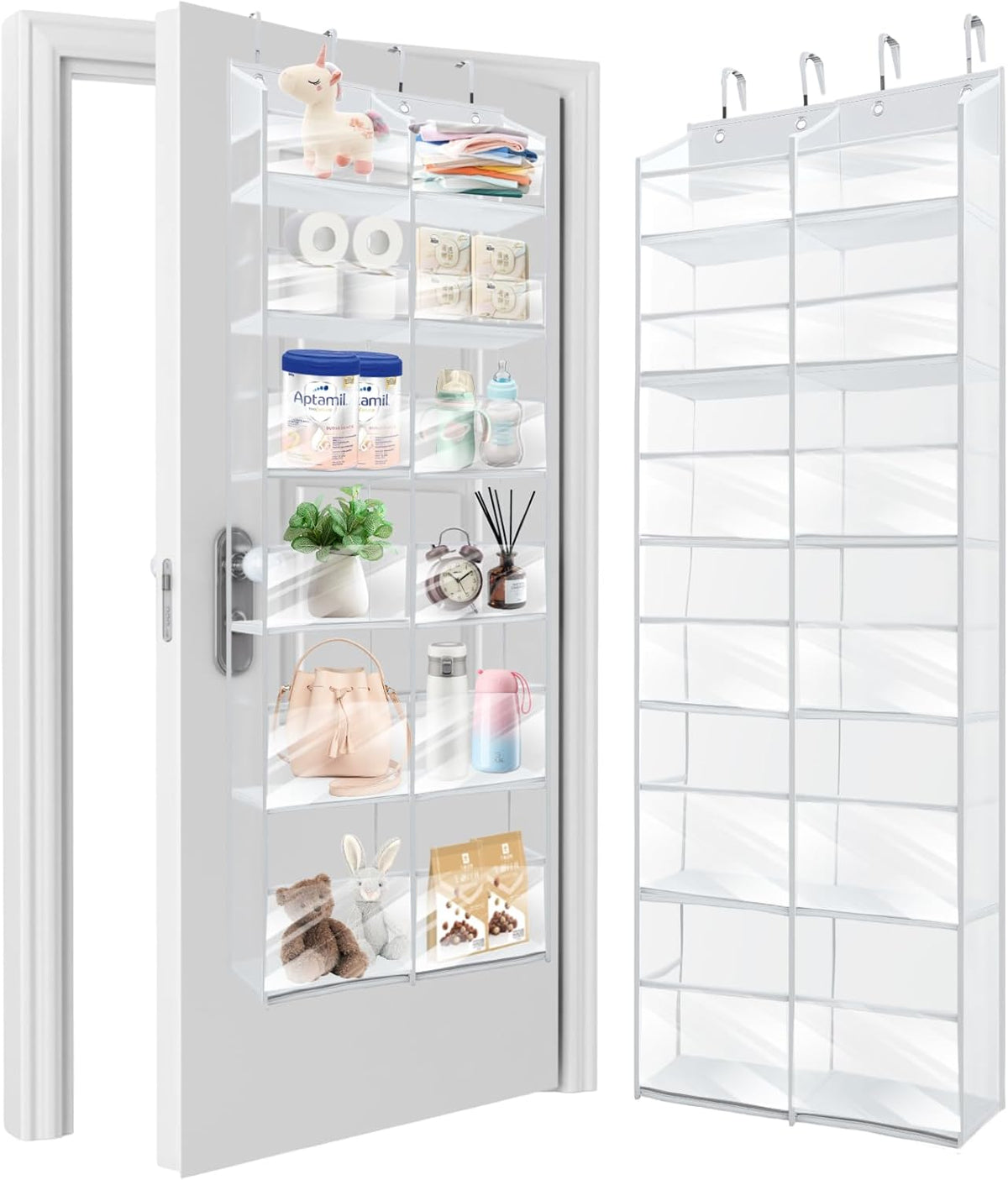 HOMELUX THEORY Heavy Duty Over the Door Organizer - Extra Wide Clear Closet Organizers And Storage