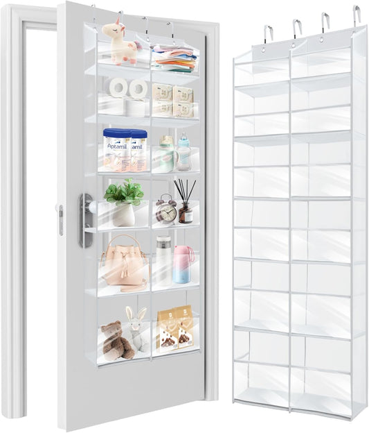 HOMELUX THEORY Heavy Duty Over the Door Organizer - Extra Wide Clear Closet Organizers And Storage