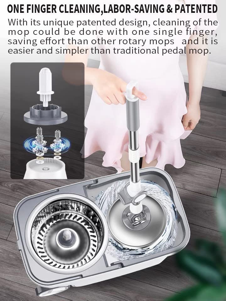 Michao Spin Mop Bucket Deluxe 360 Spinning Floor Cleaning System