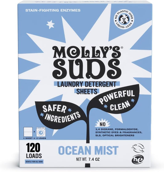 Molly’s Suds Laundry Detergent Sheets | Gentle on Sensitive Skin, Powerful Bio-Based Enzymes