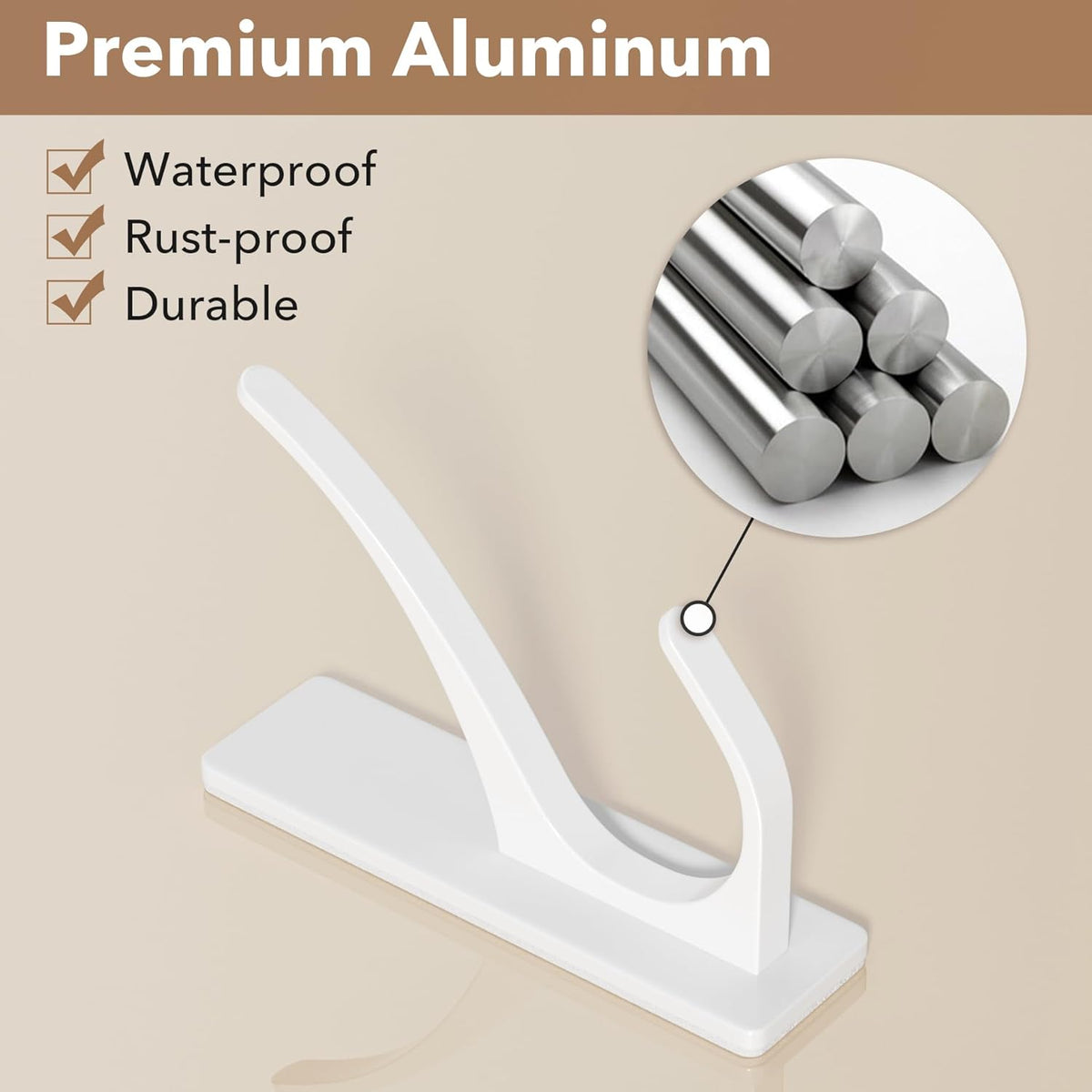 Self Adhesive Coat Hooks for Hanging, Heavy Duty Stainless Double Wall Hook for Towel, Backpack