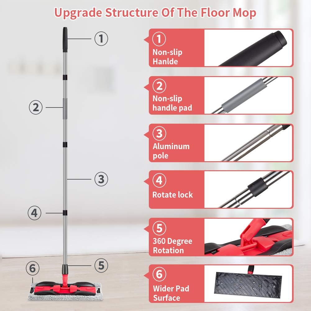 MEXERRIS Microfiber Mops for Hardwood Laminate Tile Floor Cleaning: Stainless Steel Handle - 4
