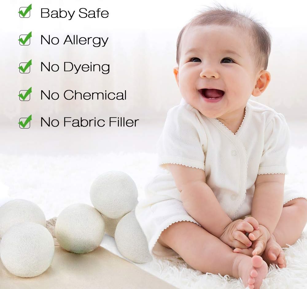Raffaelo Wool Ball, Wool Dryer Balls XL Premium Reusable Natural Fabric Softener Pet Fur Hair