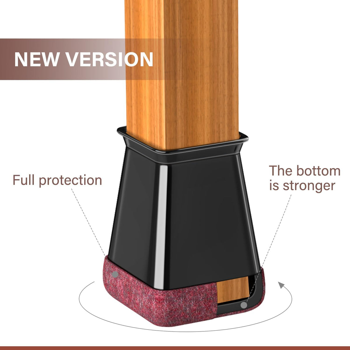 Chair Leg Floor Protectors Square Chair Leg Protectors for Hardwood Floors Silicone Caps Felt