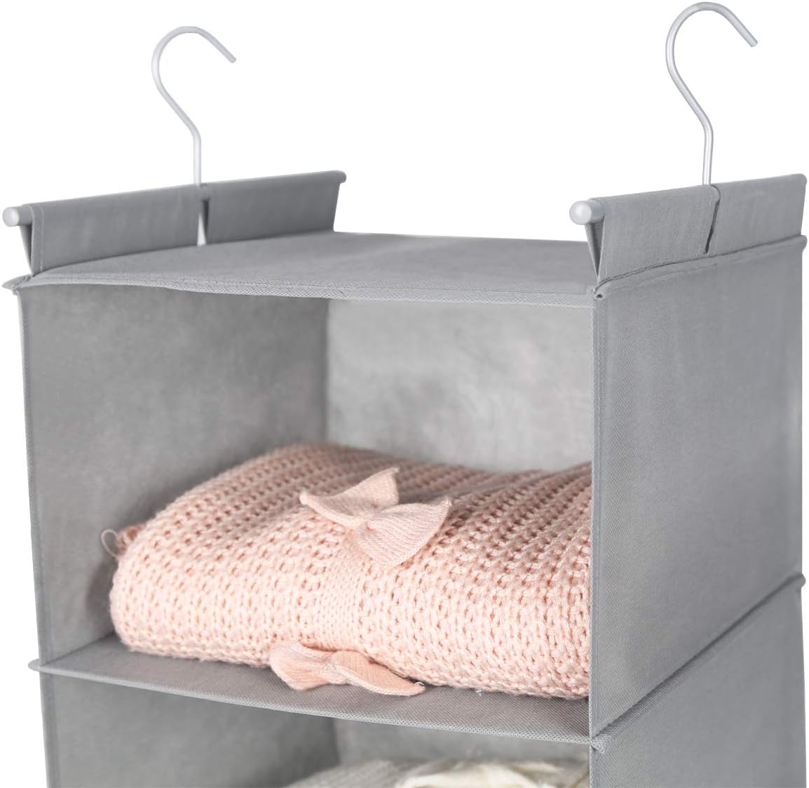 MAX Houser 6 Tier Shelf Hanging Closet Organizer, Closet Hanging Shelf with 2 Sturdy Hooks for