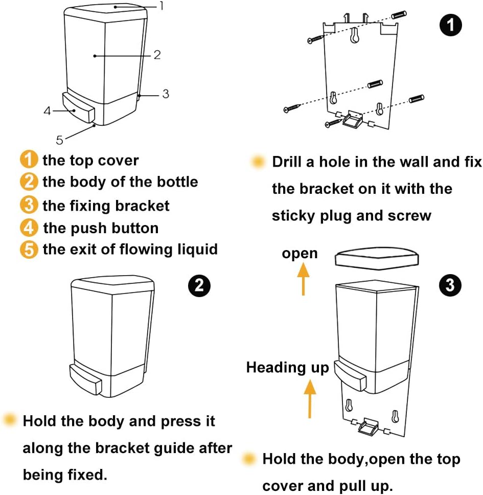 Evhome Manual Soap Dispenser Kitchen Bathroom Wall Mounted Commercial Soap Dispenser for Liquid