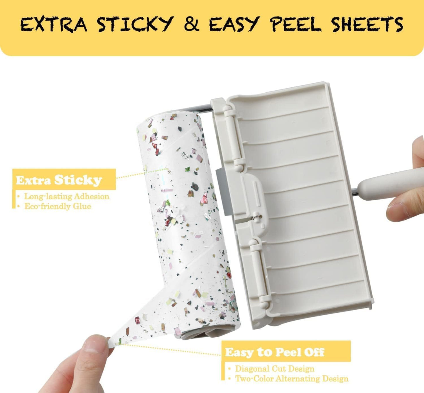 Large Surface Lint Roller Extra Sticky Refills, Total 240 Easy Tear Sheets, Insert Tube Measures