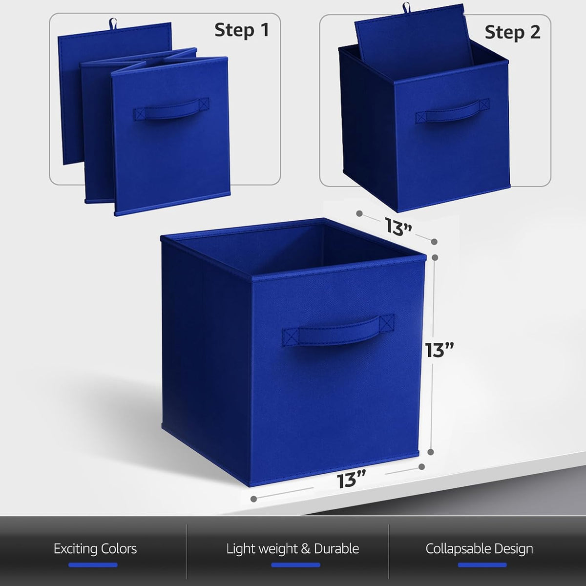 Sorbus 13 Inch Collapsible Fabric Storage Cubes - Sturdy Foldable Baskets with Handle - 8