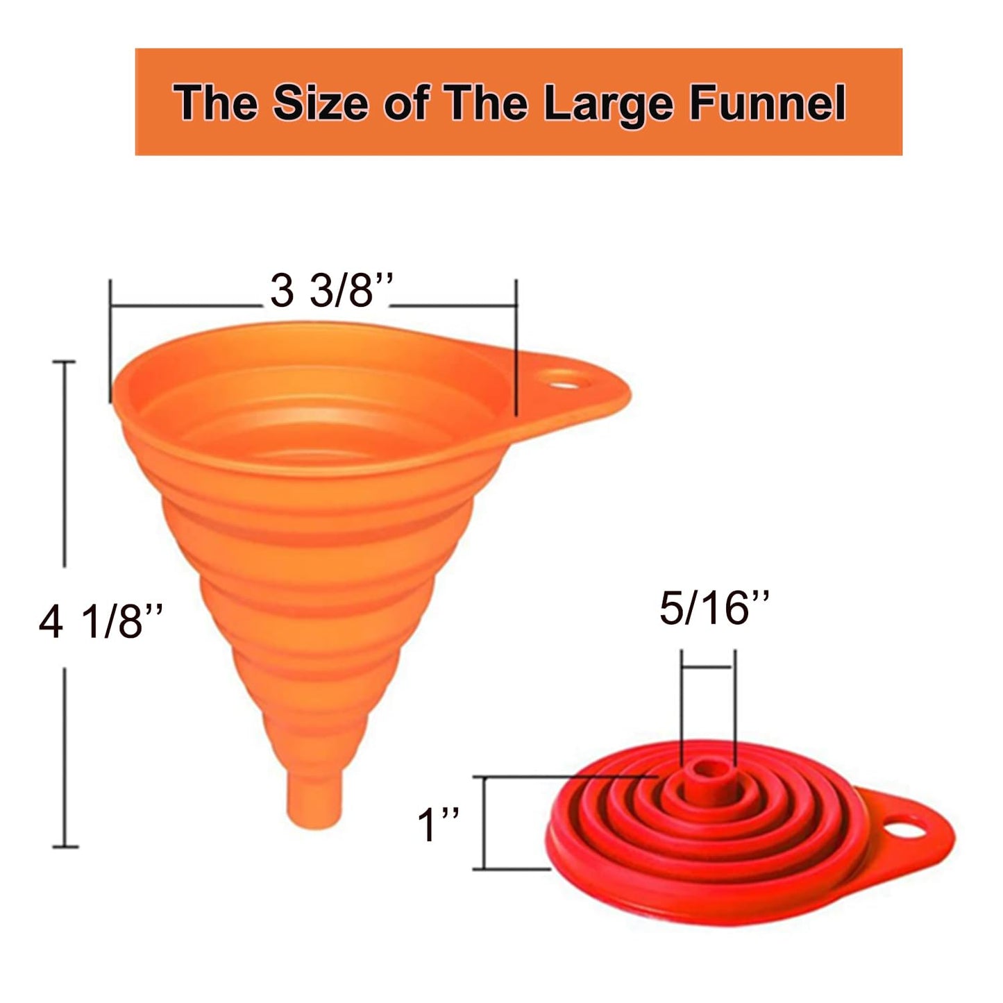 KongNai Kitchen Funnel Set, Small and Large, Kitchen Gadgets Accessories Foldable Silicone