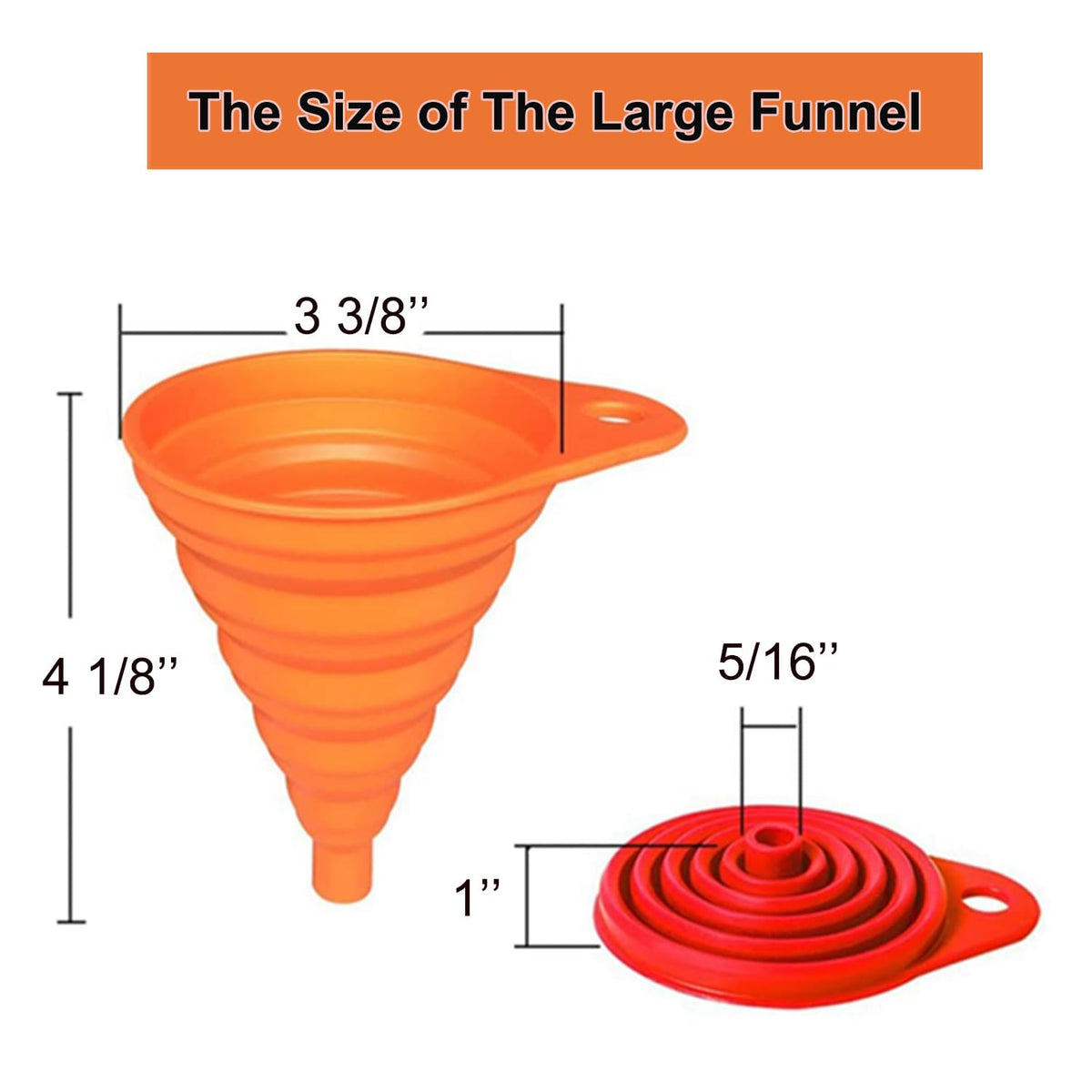 KongNai Kitchen Funnel Set, Small and Large, Kitchen Gadgets Accessories Foldable Silicone