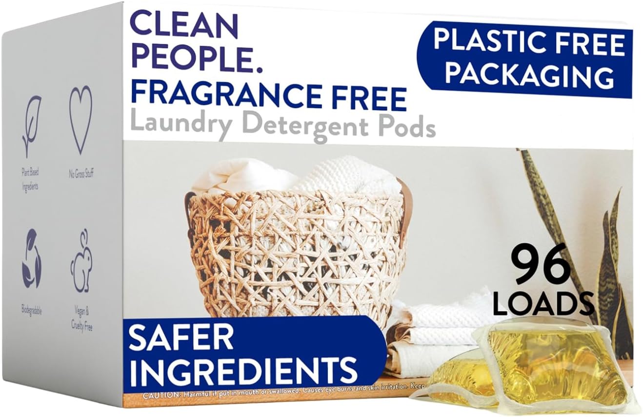The Clean People Fragrance Free Laundry Detergent Pods - Hypoallergenic Laundry Pods - Ultra