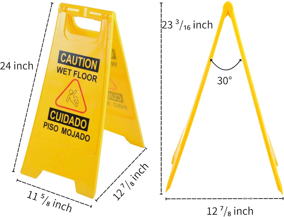 12 Pack A-Frame Caution Wet Floor Safety Signs，Foldable Double Sided Warning Boards for