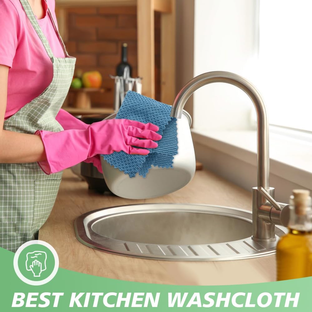SINLAND Microfiber Dish Cloth for Washing Dishes Rags Best Kitchen Washcloth Cleaning Cloths with