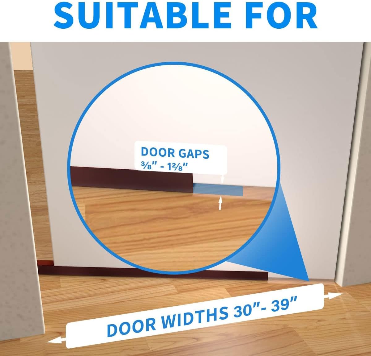 Door Draft Stopper, Strong Adhesive Door Sweep for Exterior and Interior Doors, 39” Length Cuttable