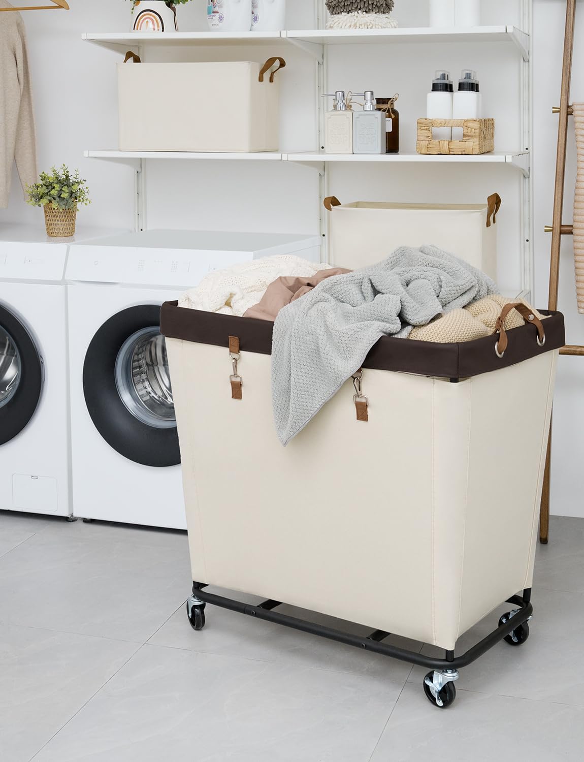 StorageWorks 320L Laundry Basket with Wheels, Extra Large Rolling Hampers for Clothing Organizer