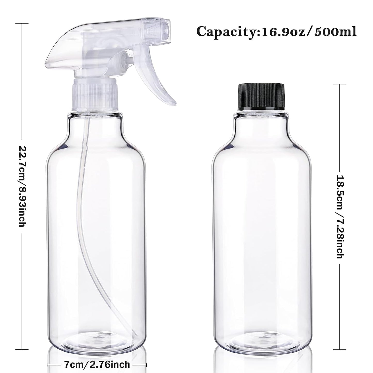 Plastic Spray Bottles Empty Spray Bottle 16.9oz/500ml 2 Pack Heavy Duty Spraying Bottles