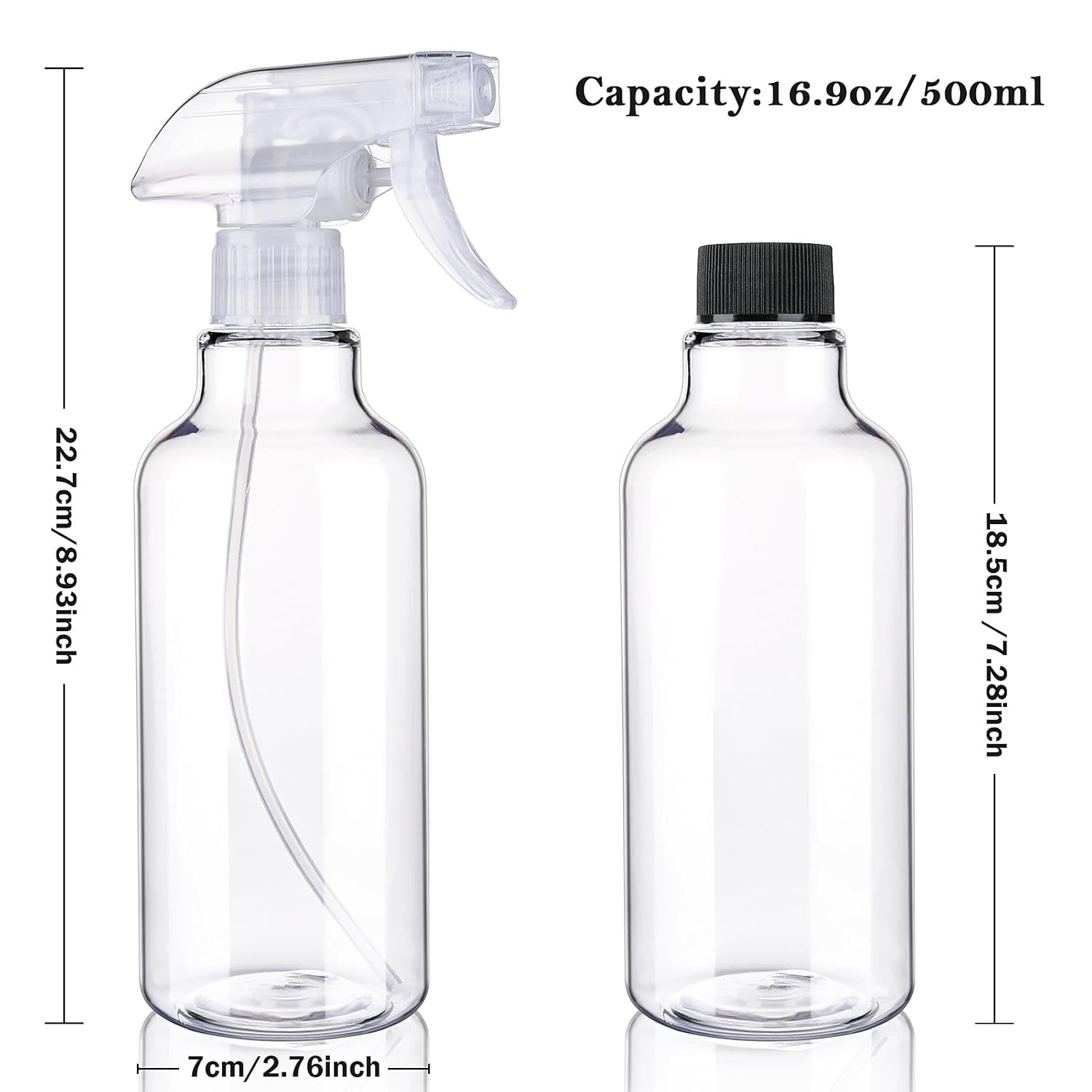 Plastic Spray Bottles Empty Spray Bottle 16.9oz/500ml 2 Pack Heavy Duty Spraying Bottles