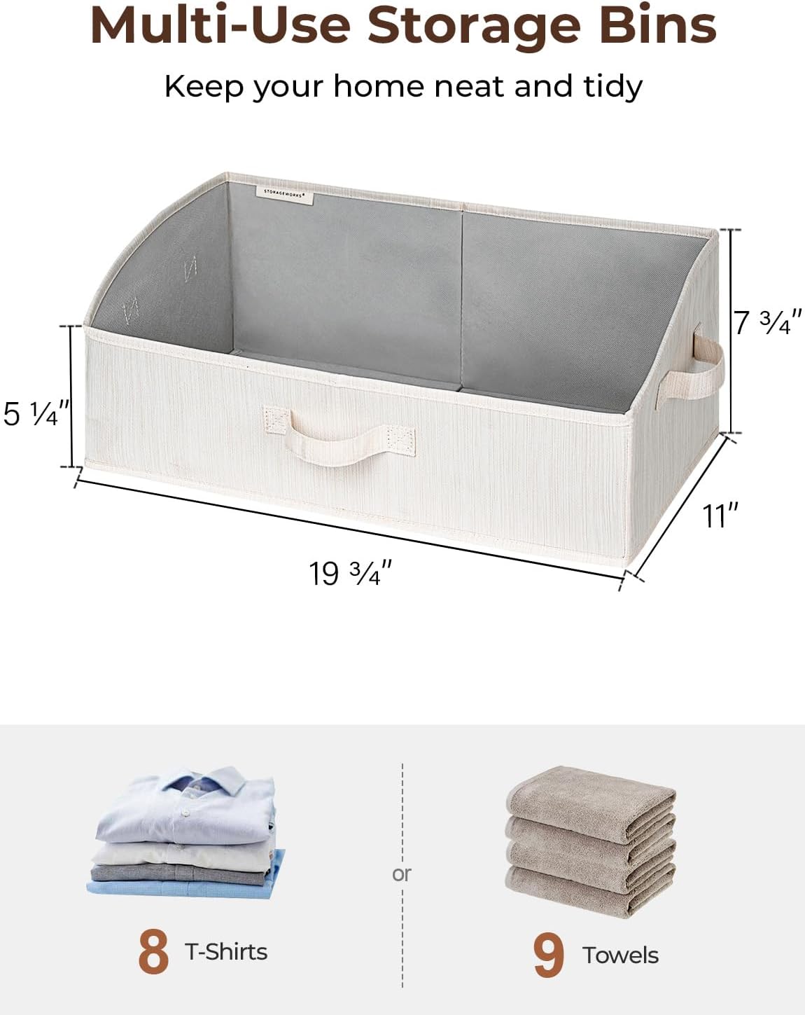 StorageWorks Closet Storage Bins, Trapezoid Organizer Box for Shelves, Fabric Clothes Bin, Foldable