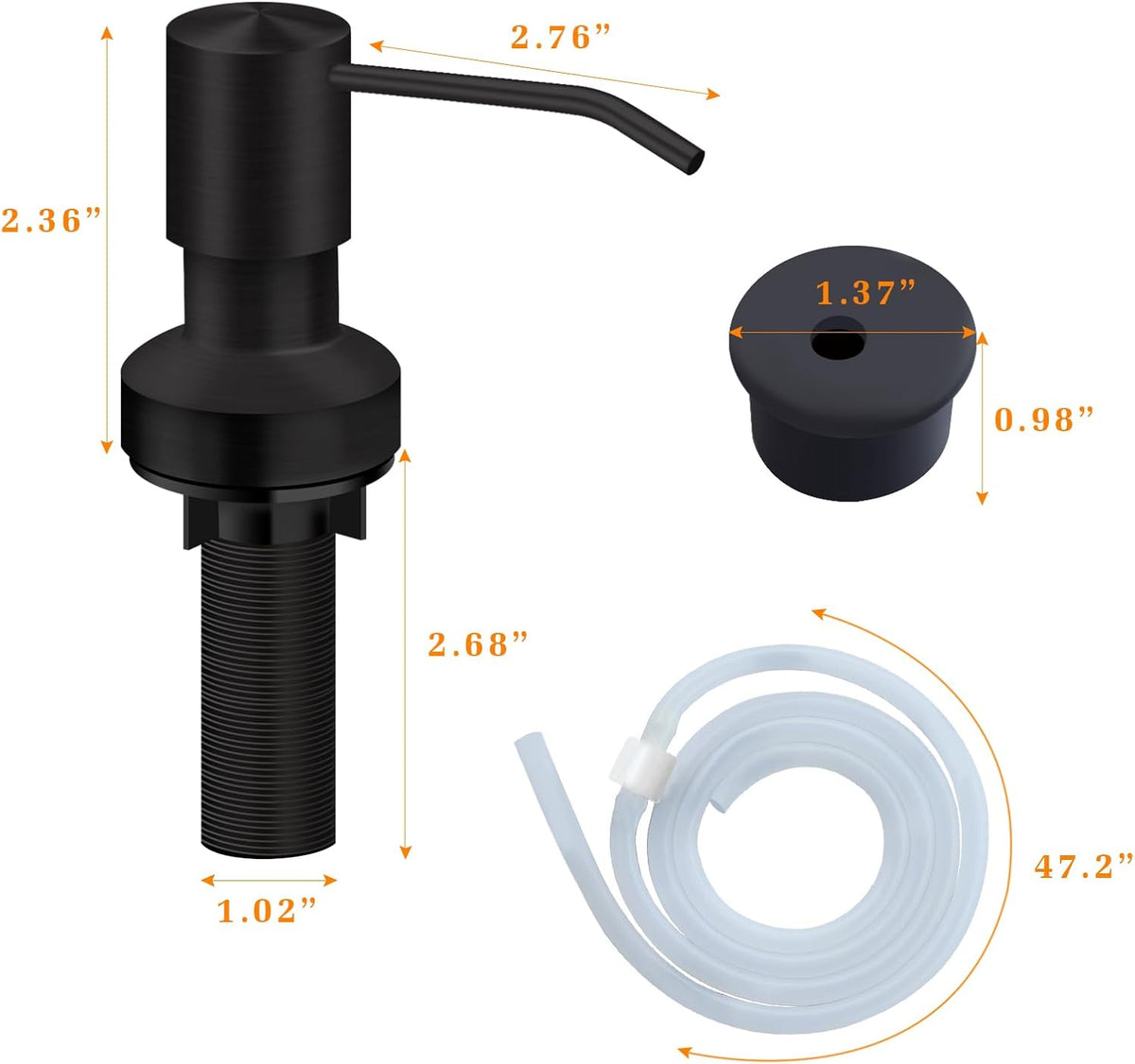Sink Soap Dispenser for Kitchen Sink, Countertop Built in Sink Soap Dispenser with 47”Extension