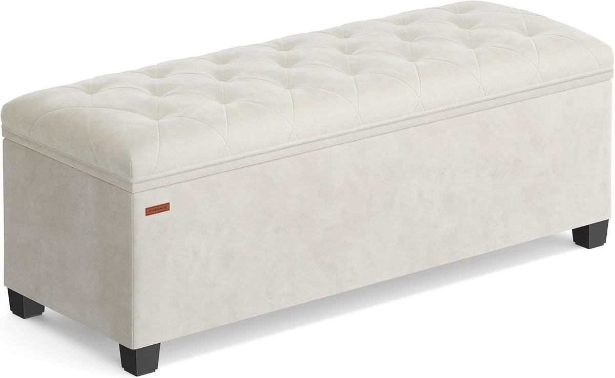 SONGMICS Velvet Storage Ottoman Bench, Foot Rest with Legs, 15.7 x 43 x 15.7 Inches, End of Bed