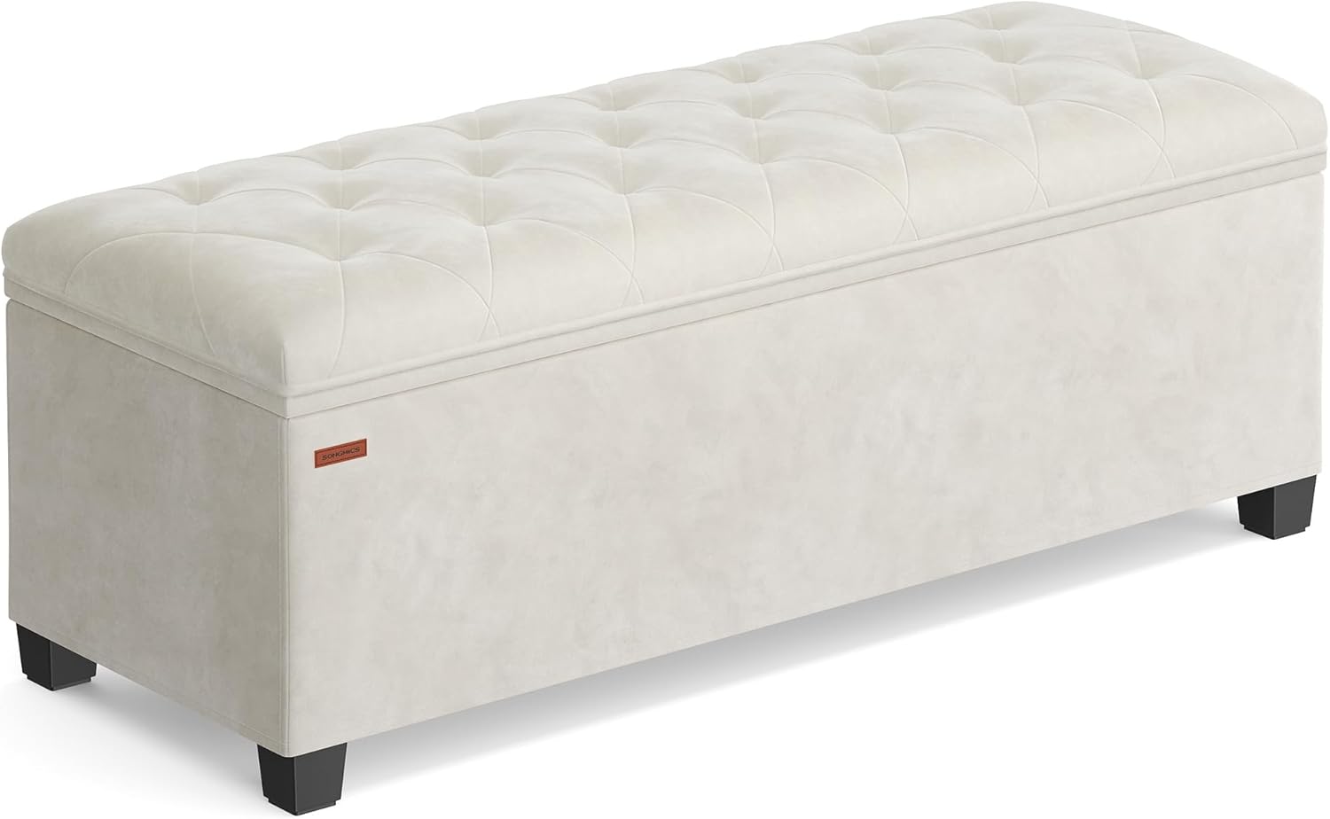 SONGMICS Velvet Storage Ottoman Bench, Foot Rest with Legs, 15.7 x 43 x 15.7 Inches, End of Bed