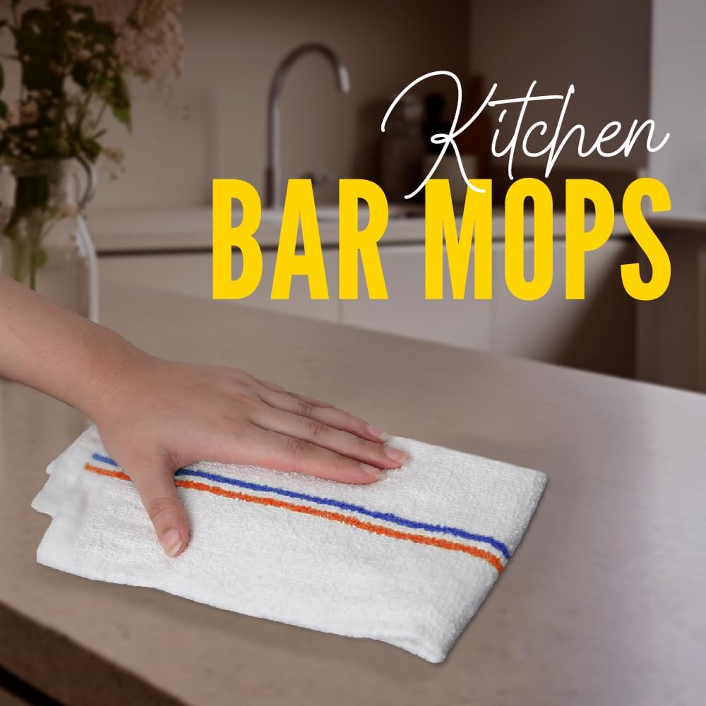 Avalon Towels Terry Bar Mop Towels (Value Pack of 36) Size 16"x19" – Absorbent and Durable