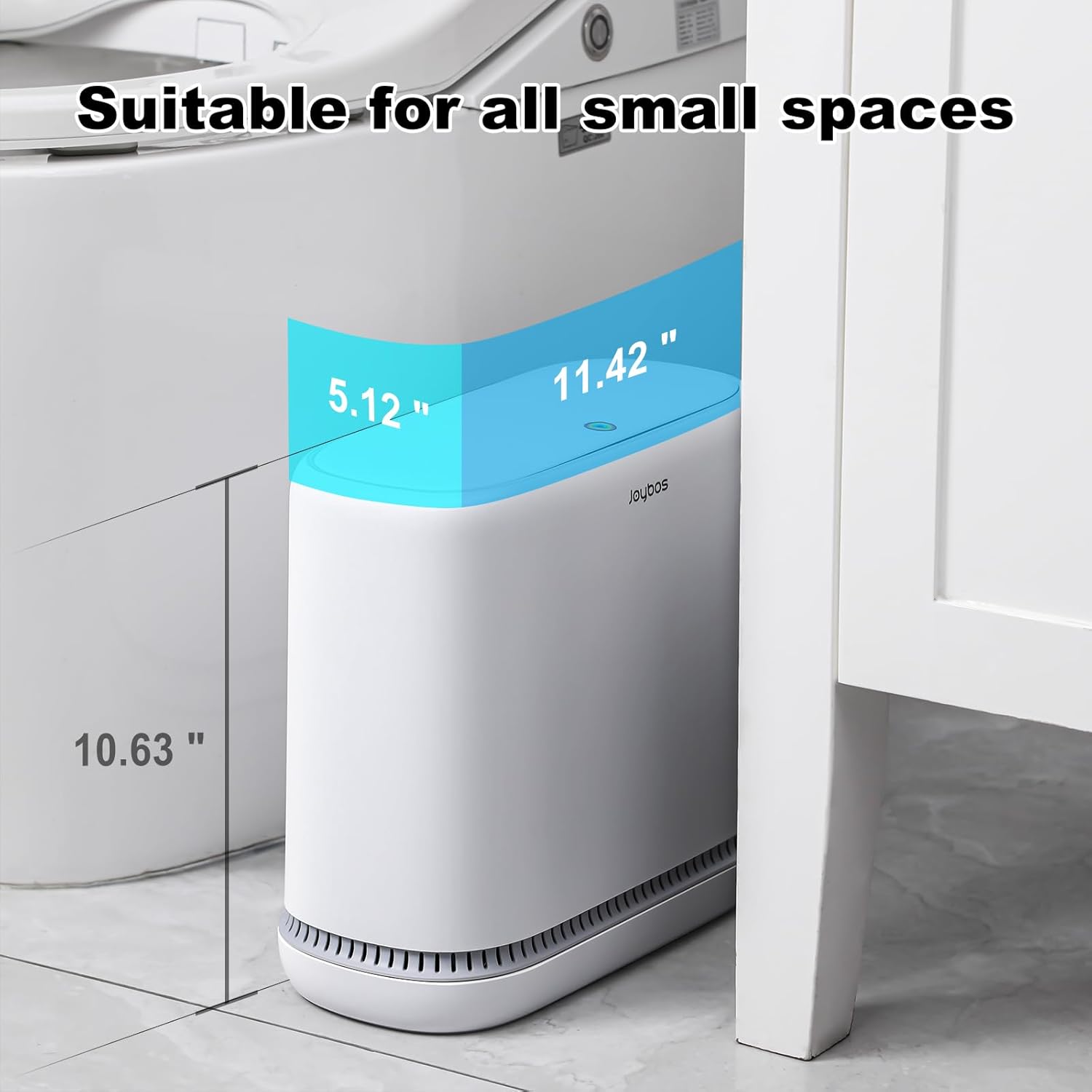JOYBOS Bathroom Trash Cans,Adsorption Garbage Can with Press Type Lid,10L Dogproof Slim Plastic