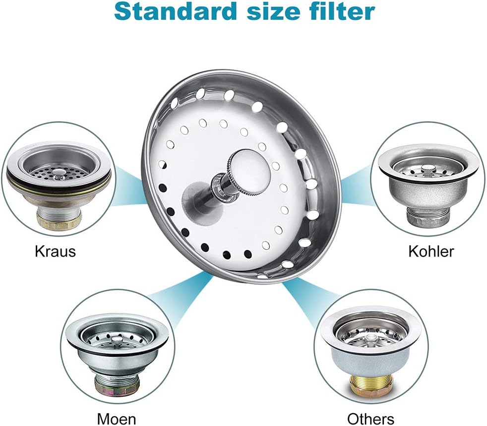 Kitchen Sink Drain Strainer 6 Pack Stainless Steel Sink Stopper, Anti-Clogging Kitchen Sink Drain