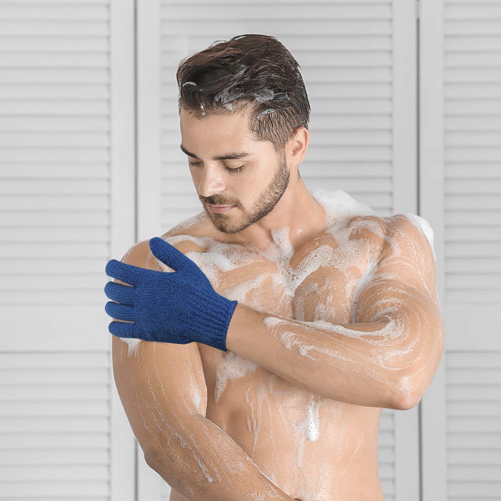 Bath Exfoliating Gloves Scrub - 4 pcs (2 Pair) Lengthened and Large Exfoliating Scrubbing Gloves