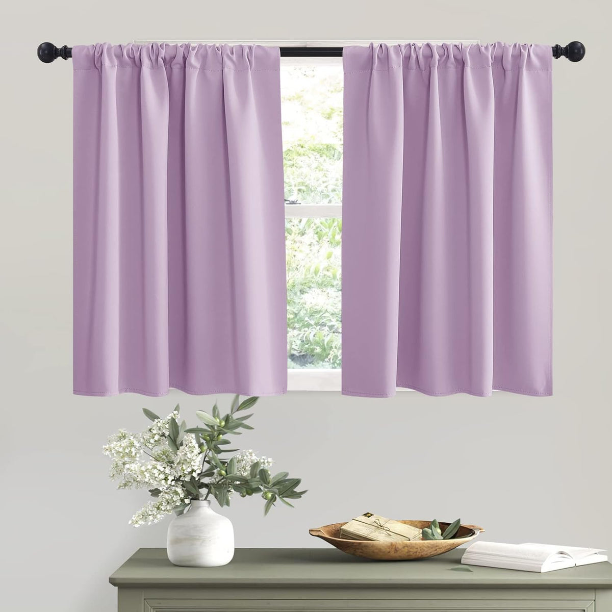 RYB HOME Small Kitchen Curtains, Room Darkening Drapes Energy Efficient Half Window Coverings Heavy