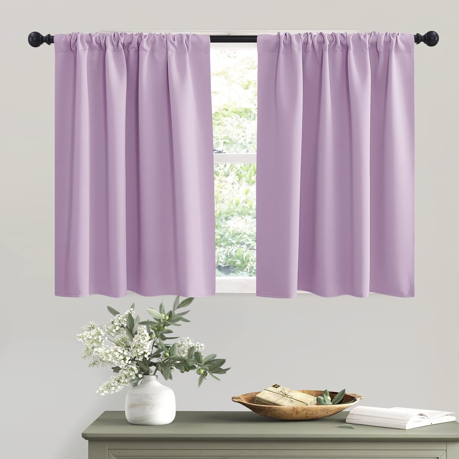 RYB HOME Small Kitchen Curtains, Room Darkening Drapes Energy Efficient Half Window Coverings Heavy