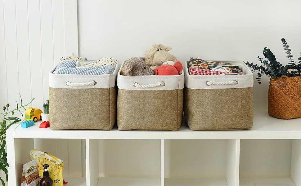 TheWarmHome Organization and Storage Basket for Gifts Empty - 16x12x12 inch Cube Storage bin 3 Pack