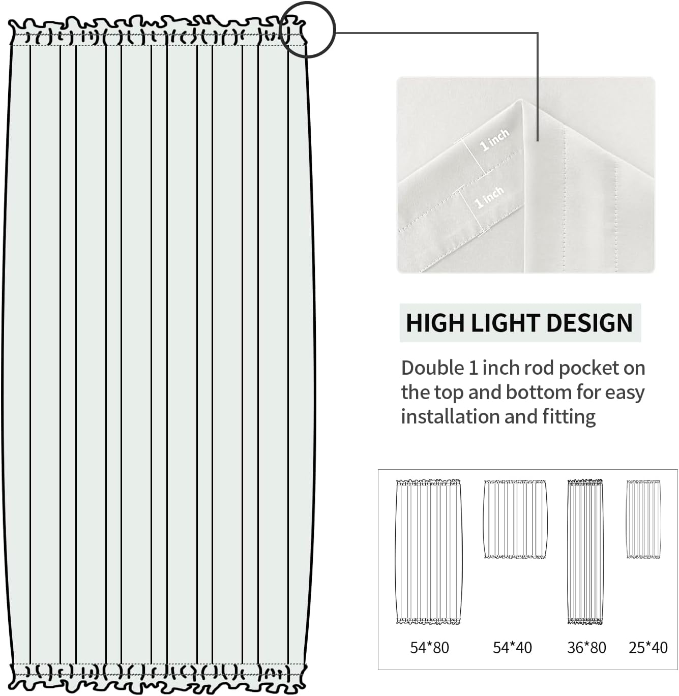 DWCN French Door Curtains – Rod Pocket Thermal Blackout Curtain for Doors with Glass Window