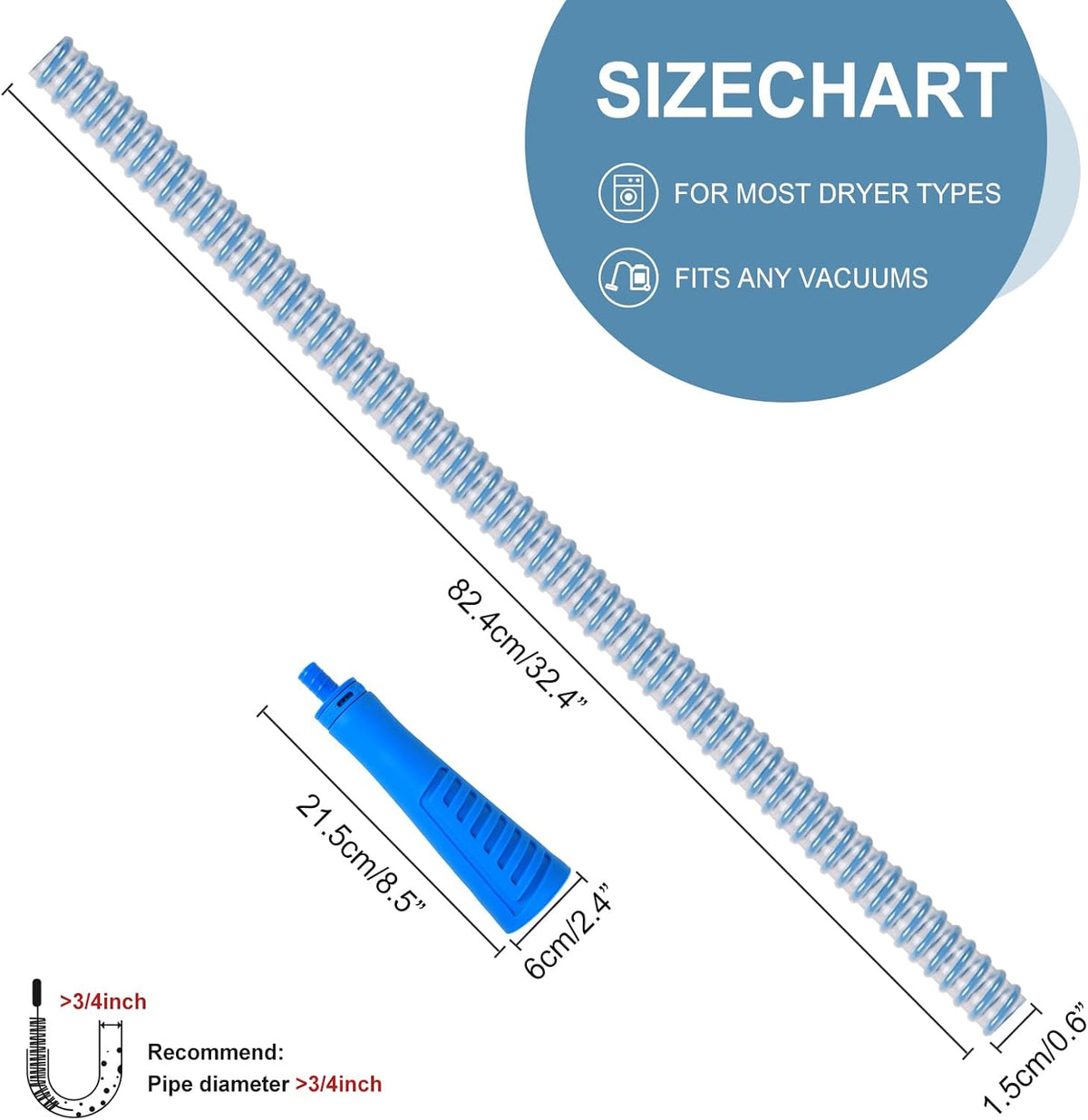 Dryer Cleaner Vent Brush - 70cm or 75cm Long Flexible Dryer Vent Cleaner & Refrigerator Condenser