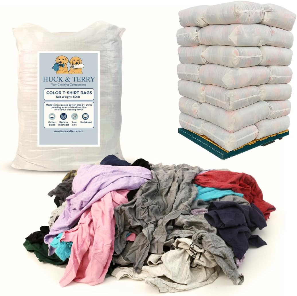 Tshirt Bag of Rags Multicolored (1,500LB, 30x BALES), Cotton Blend, Painting and Multipurpose