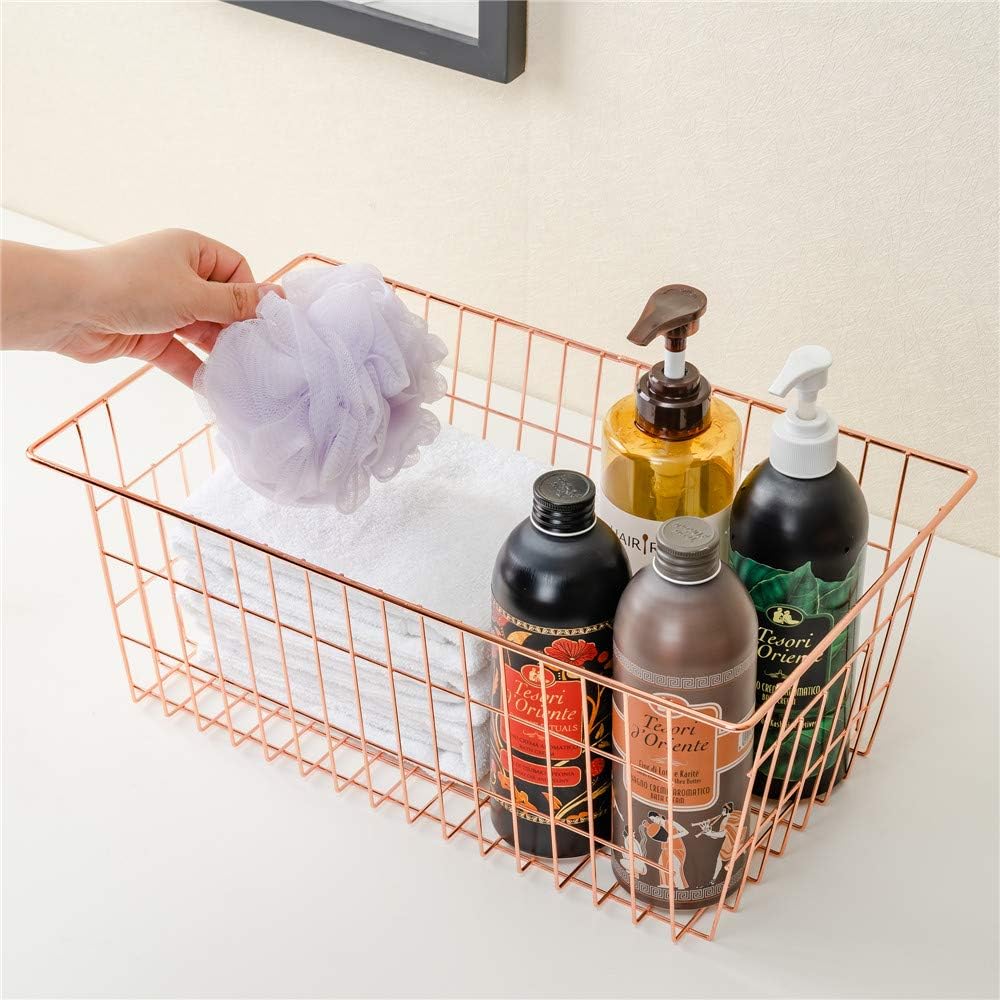 SANNO Wire Storage Basket, Farmhouse Pantre Freezer Baskets bins Metal Baskets Kitchen Storage