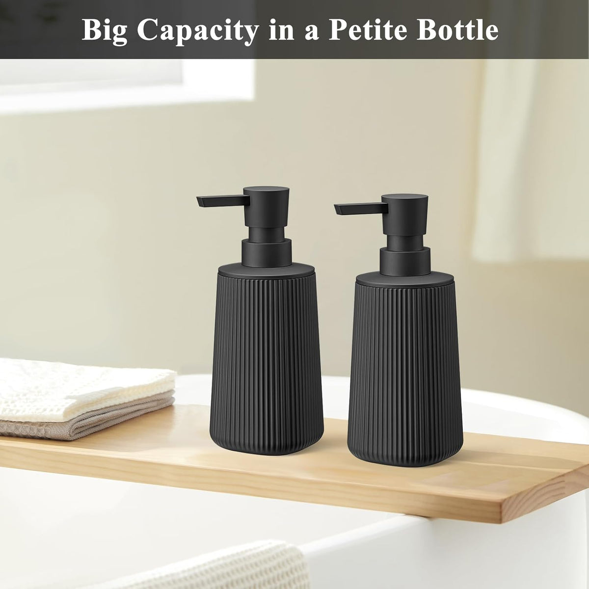Black Hand Soap Dispenser with No Rust Pump for Bathroom and Kitchen Countertops Refillable Striped