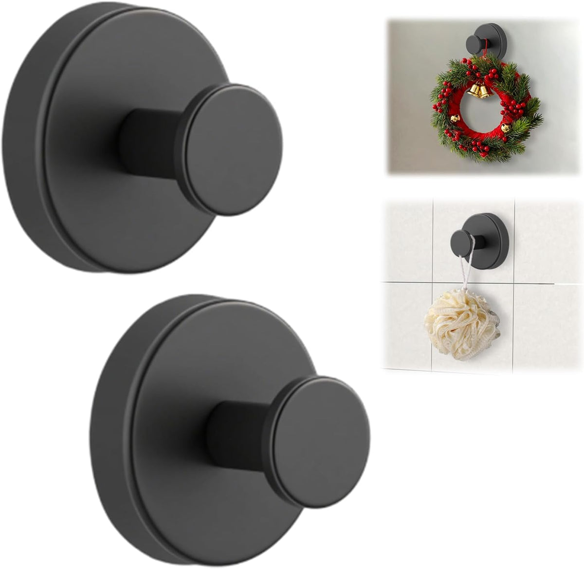 Suction Cup Hooks for Wreaths on Glass, No-Drill Suction Cup Hooks, Wreath Hangers for Front Doors