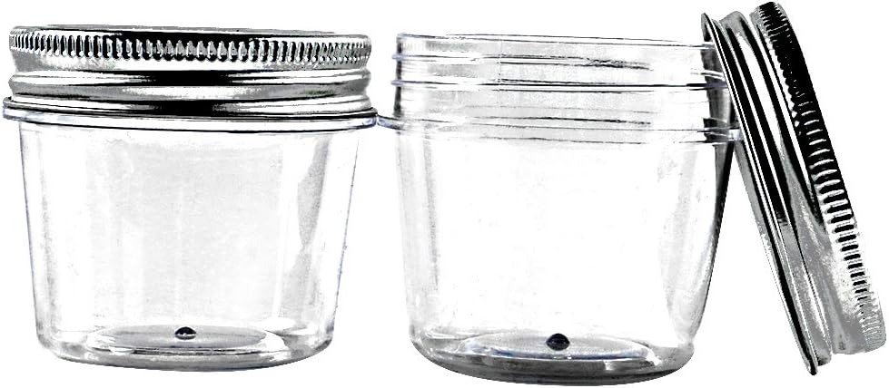 novelinks 4 oz Clear Plastic Jars with Screw-On Lids – Reusable Round Containers for Slime, Food