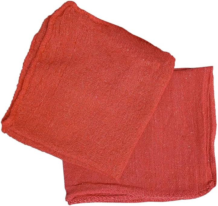 Shop Towels (Red, 25-Pack) - Bulk Cleaning Towel in a Bag, Mechanic Cotton Wipes for Car