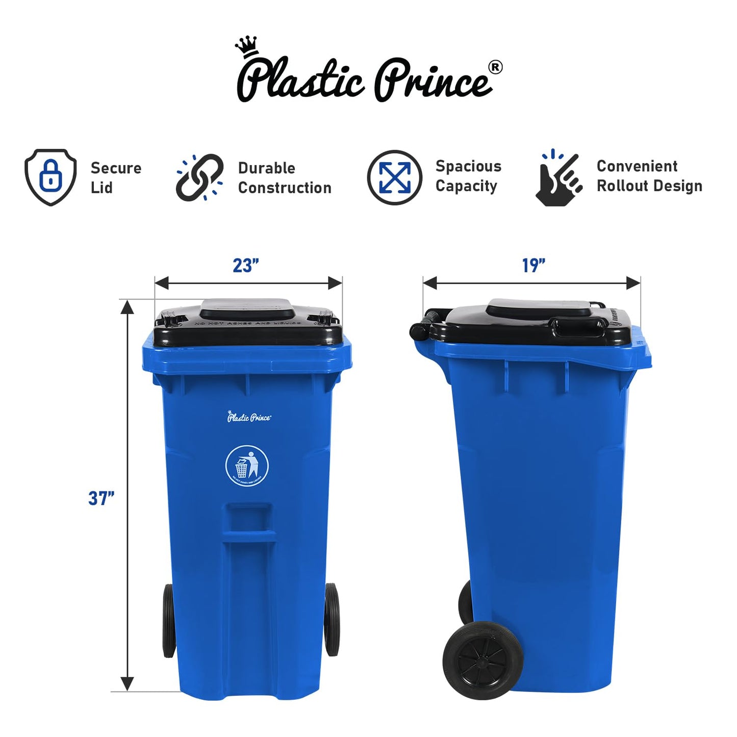 32 Gallon Trash Can Outdoor Recycling Bin with Lid and Wheels Heavy Duty Rolling Garbage Can with