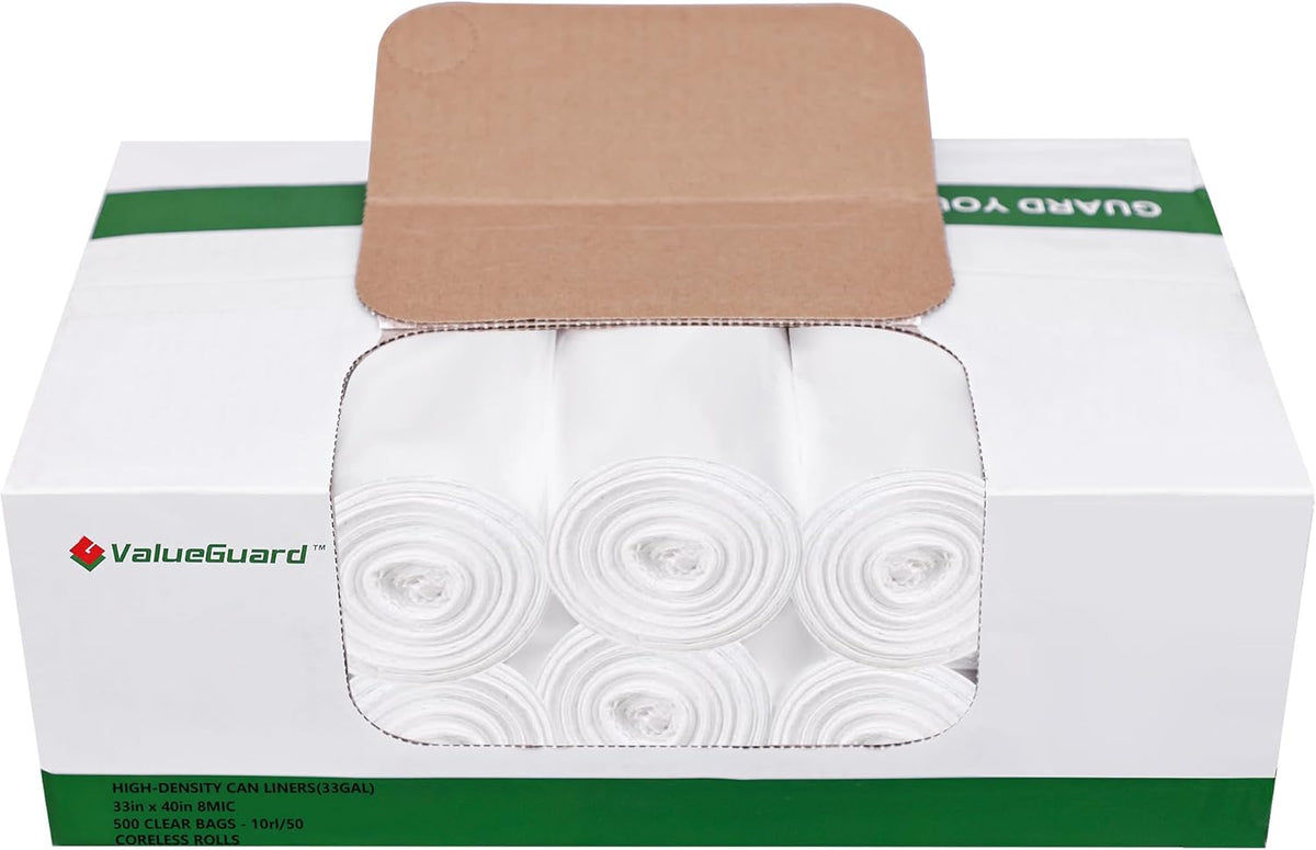 Trash Can Liner - Wholesale 500 Count Garbage Bags on Perforated Roll 33 Gallon Multipurpose for