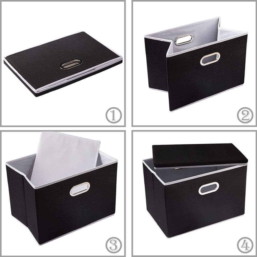 PRANDOM Large Foldable Storage Box with Lid [1-Pack] Fabric Collapsible Storage Bin Organizer
