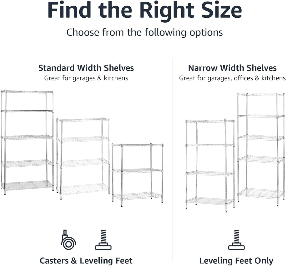 Amazon Basics 3-Shelf Adjustable Heavy Duty Steel Wire Rack Storage Shelving Organizer for Kitchen