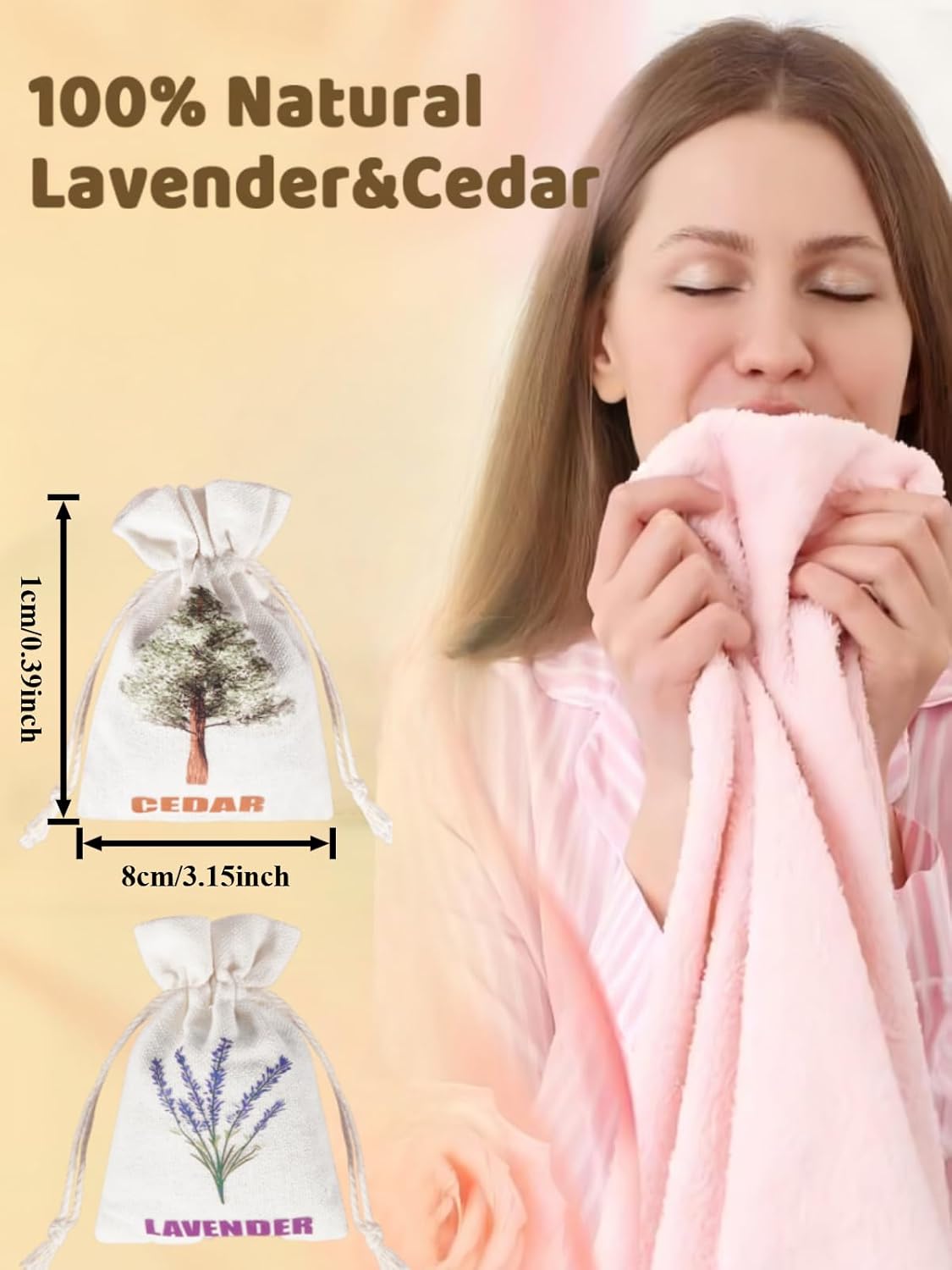 8 Pack Cedar Chips and Natural Dried Lavender Sachets Bags - Stop Clothes Damage, Cedar and
