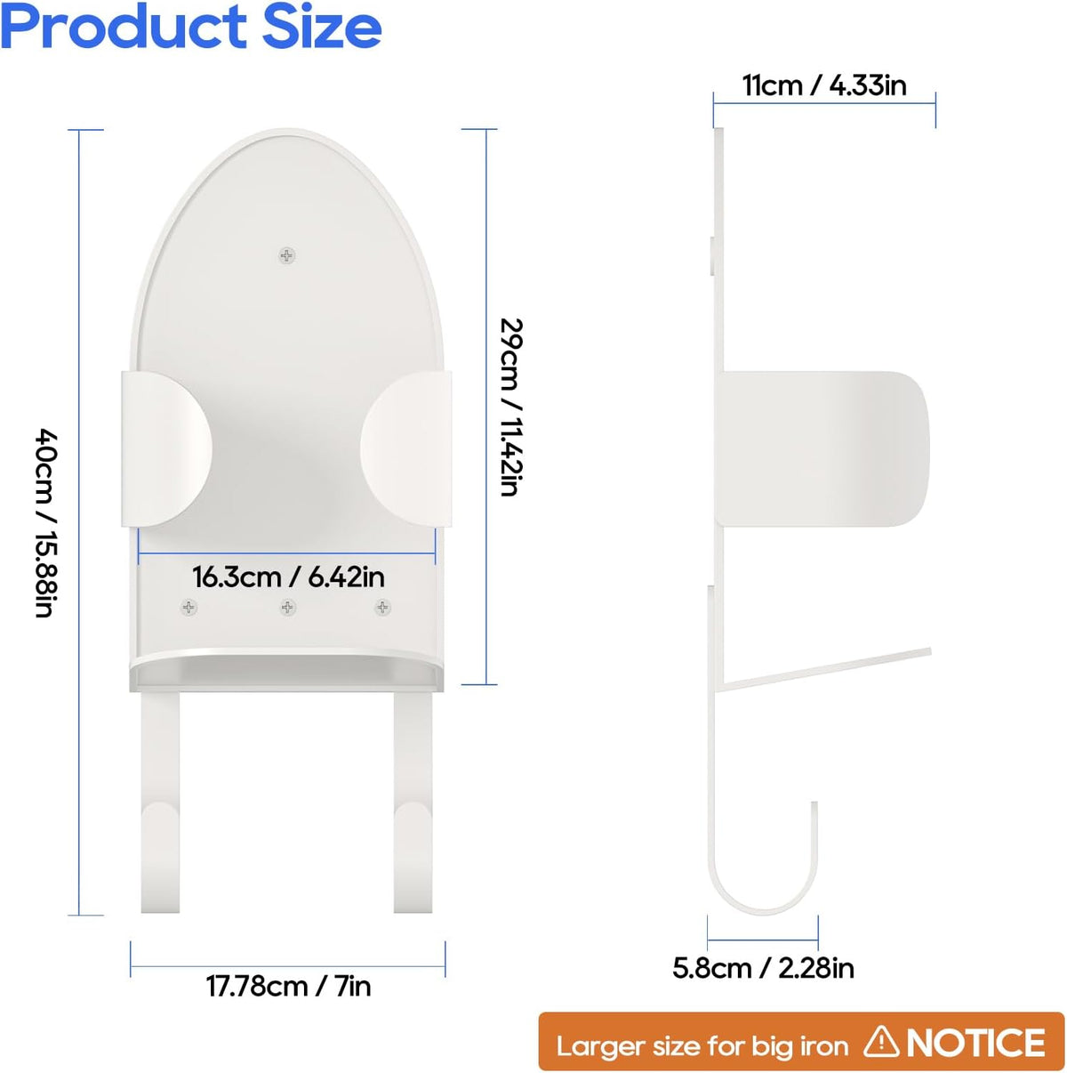 ORLESS Metal Large Ironing Board Holder Wall Mount, Ironing Board Hanger, Iron Board Holder, Iron