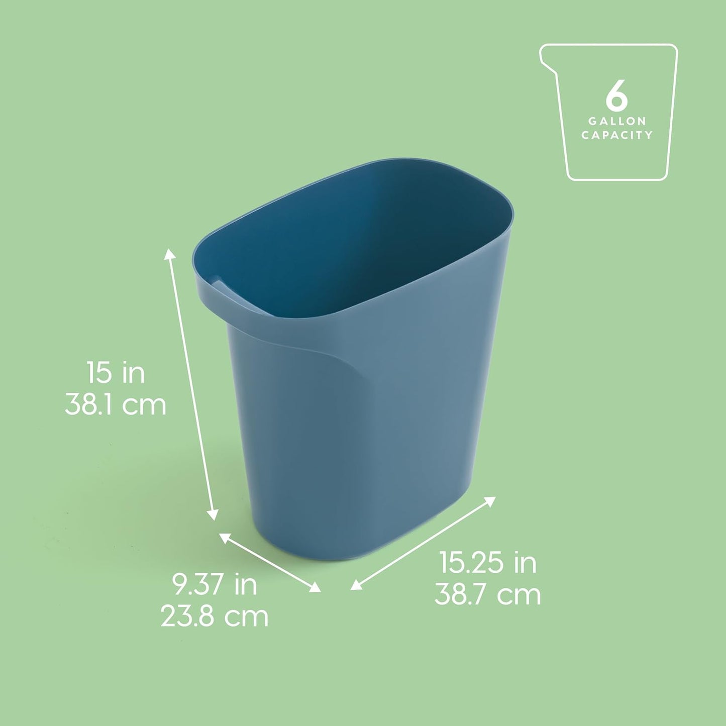 IRIS USA Small Trash Can Wastebasket with Handle, 6 Gallon / 24 Quart, 3-Pack, for Bathroom