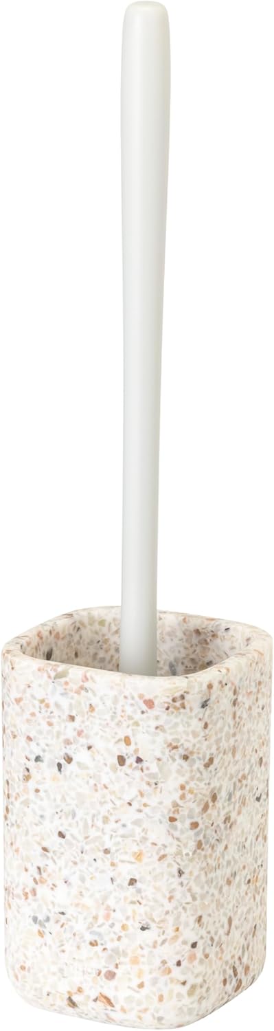 Vigar Zense Toilet Brush and Holder Set, Toilet Bowl Brush with Polyresin Stone Holder, Bathroom