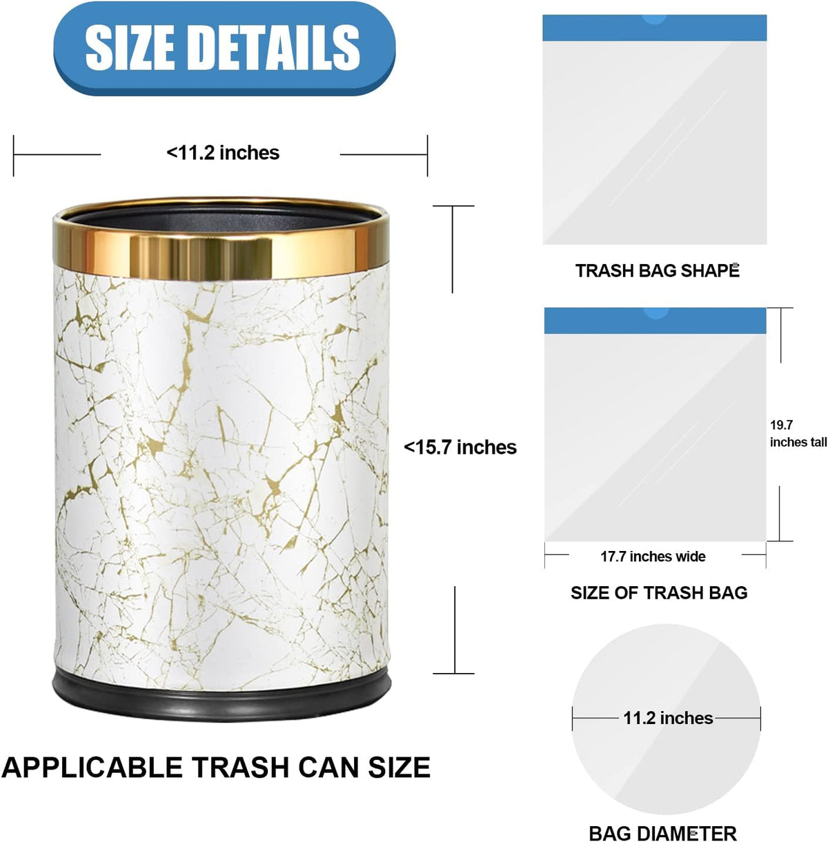 FORID Small Drawstring Trash Bags - 4 Gallon Plastic Garbage Bags White Unscented Can Liners 60