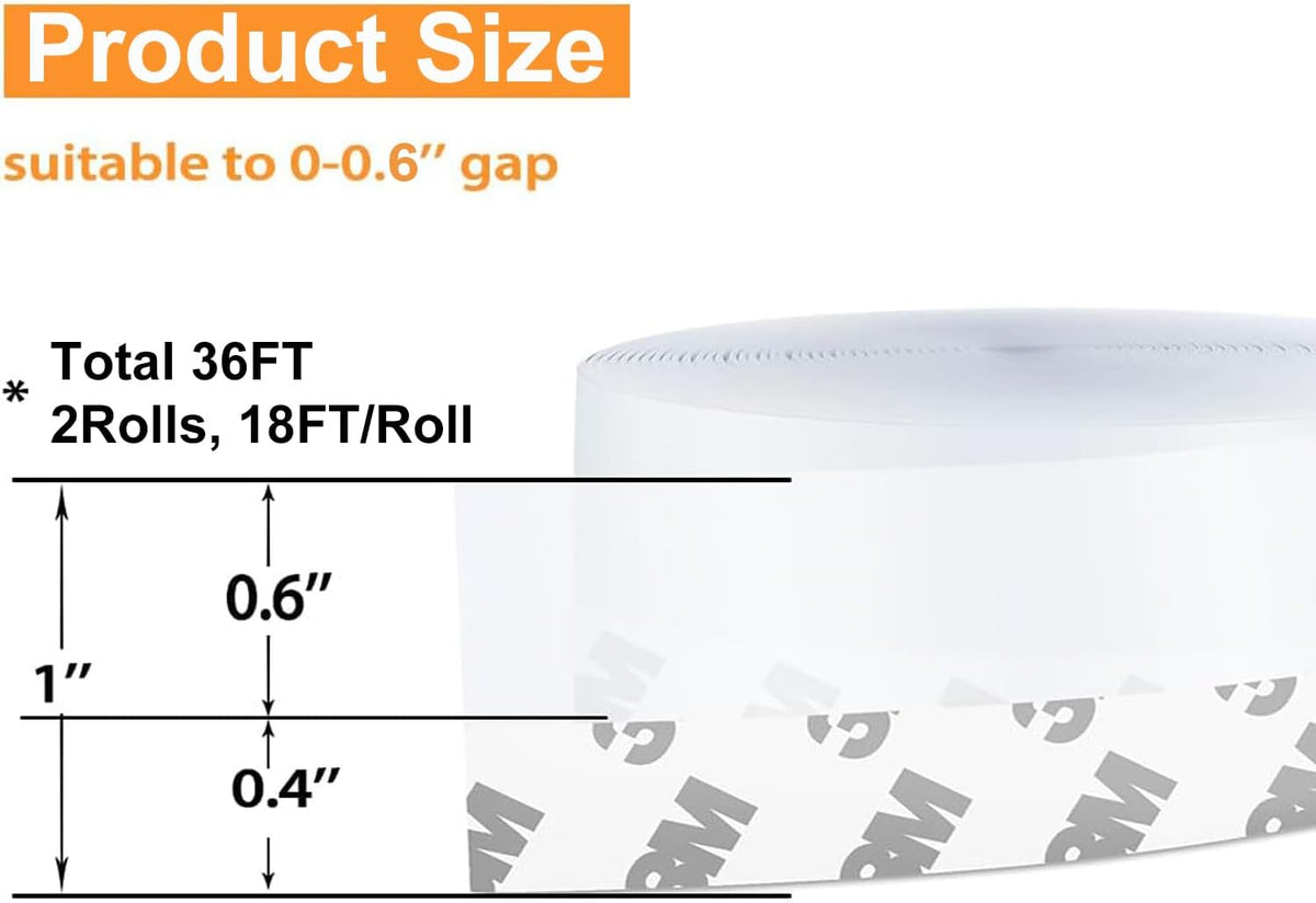 36 Ft Door Weather Stripping Door Seal Strip Tape,Silicone Door Draft Stopper,Self Adhesive Shower